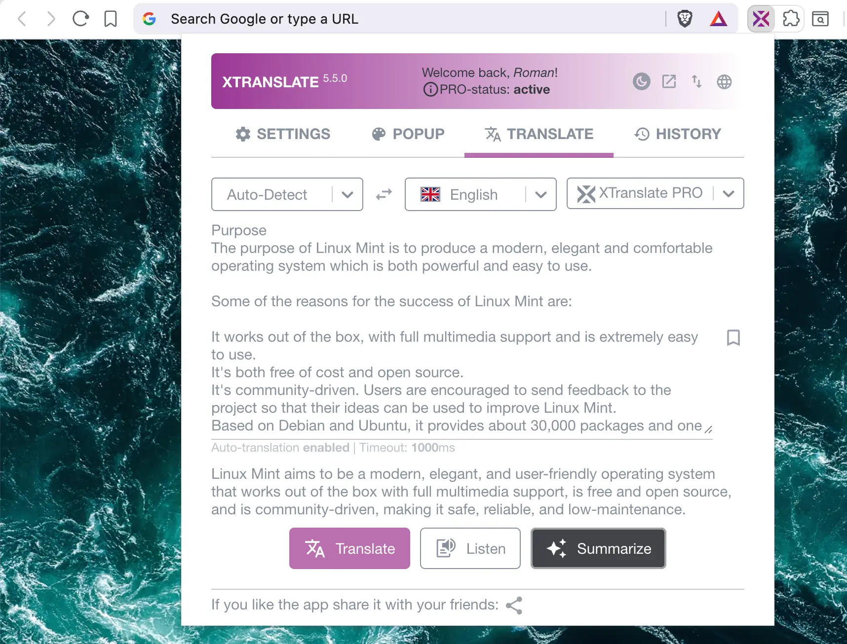 XTranslate PRO summarization feature XTranslate PRO summarization feature